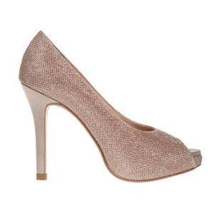 Truworths Gold Satin Sequined Peep-Toe Heels